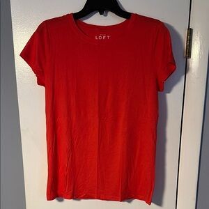 LOFT Bright-coral colored Short Sleeve T-Shirt Vibrant Casual Essential